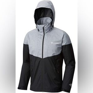 Columbia men’s omni-tech grey black hooded jacket size large mesh lined